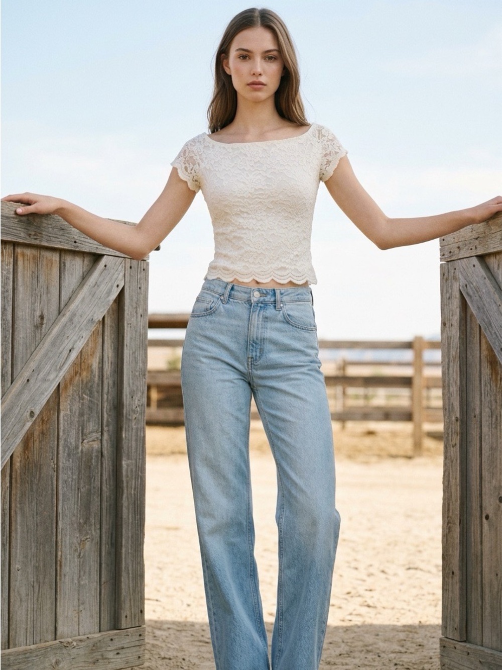 Panhandle Fitted Lace Crop Top NWT Small